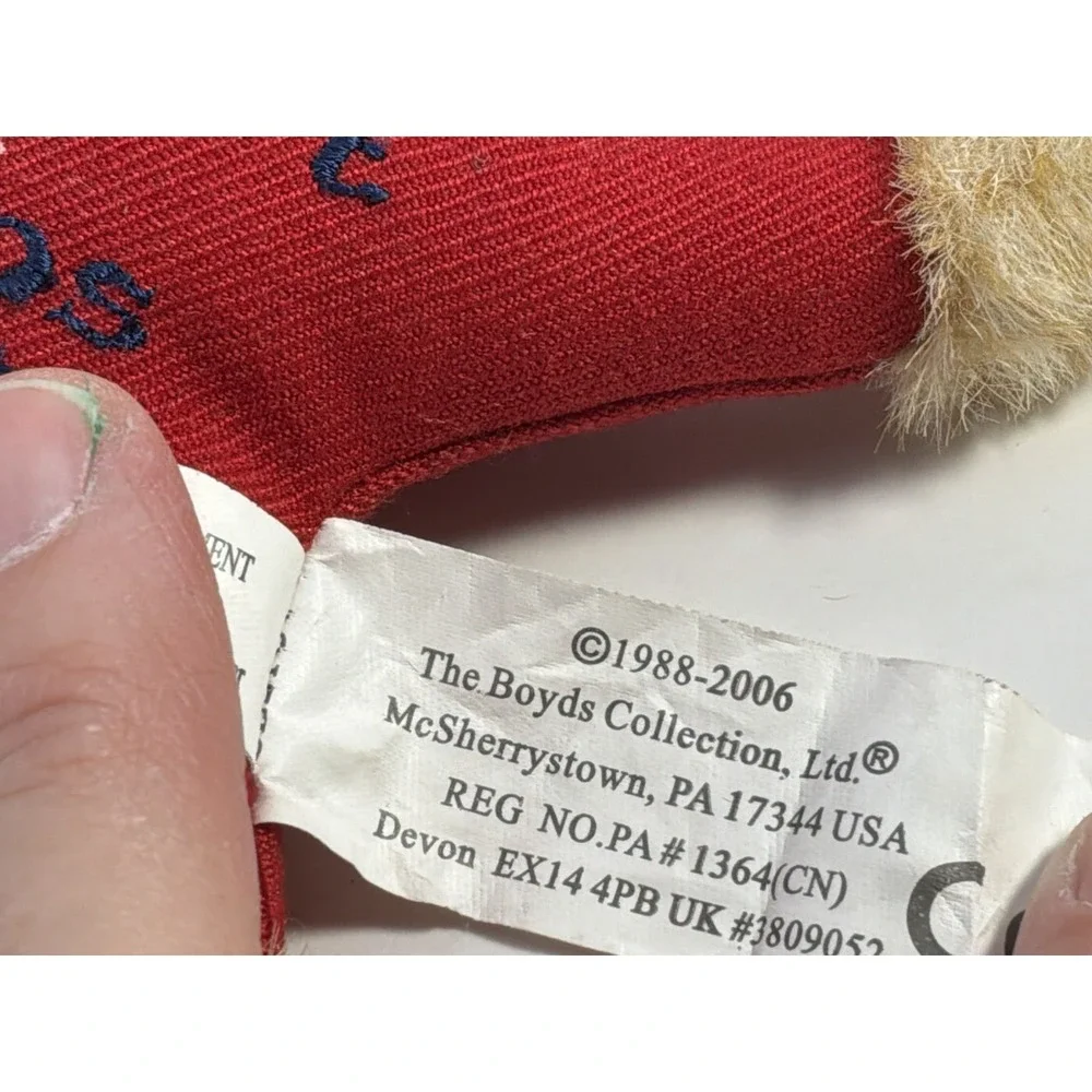 Boyds Bears Plush Star Support Our Troops Bear w/Santa‎ Hat Ornament 5
